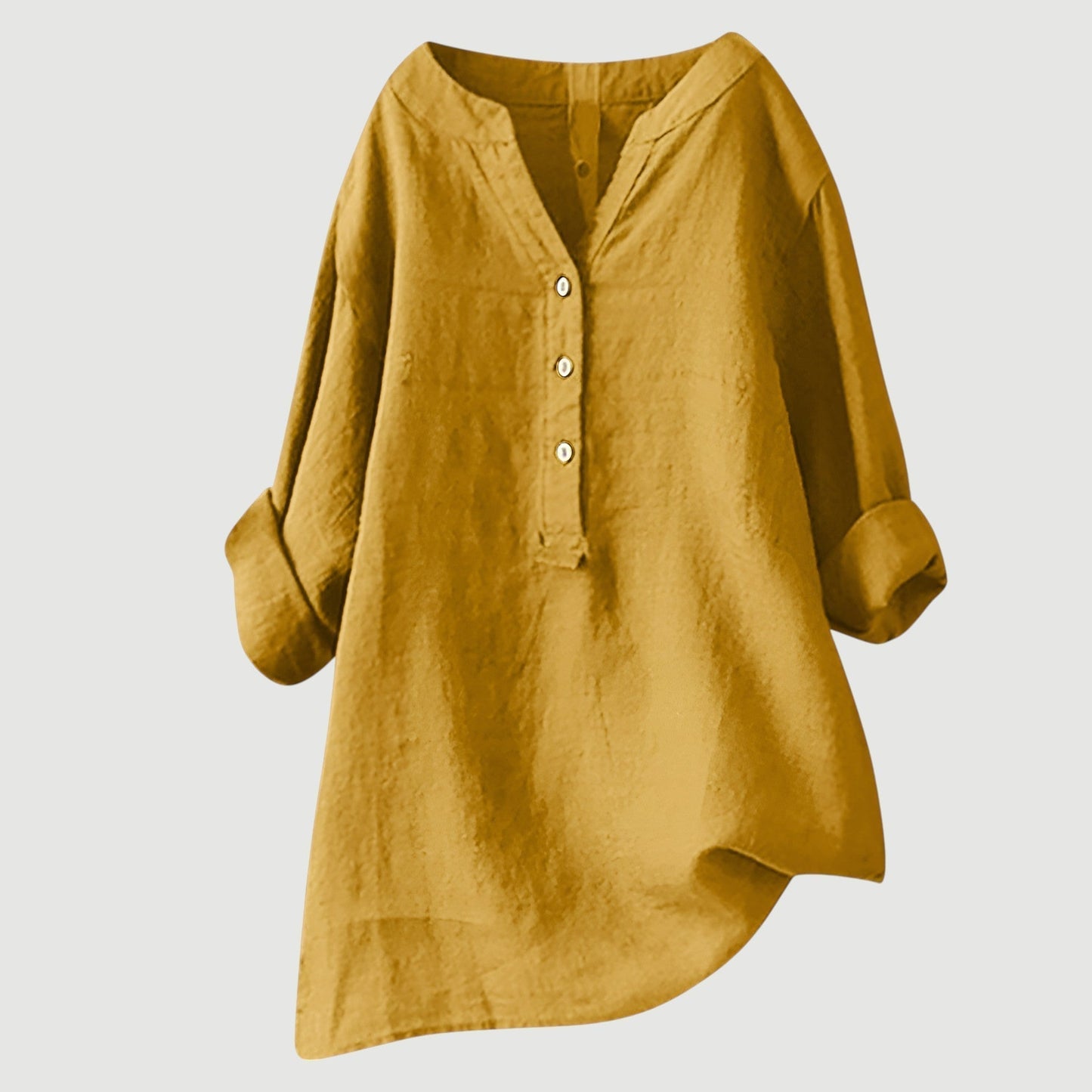 Camisa casual holgada con botones frontales para mujer
