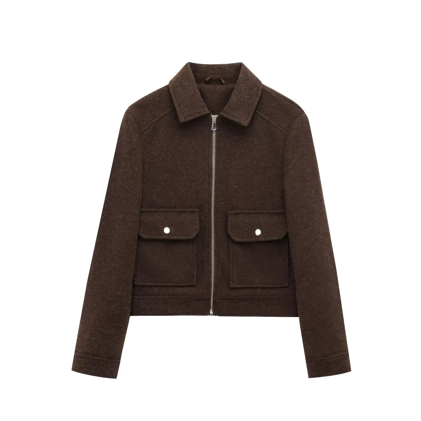 Chaqueta bomber corta con cierre para mujer
