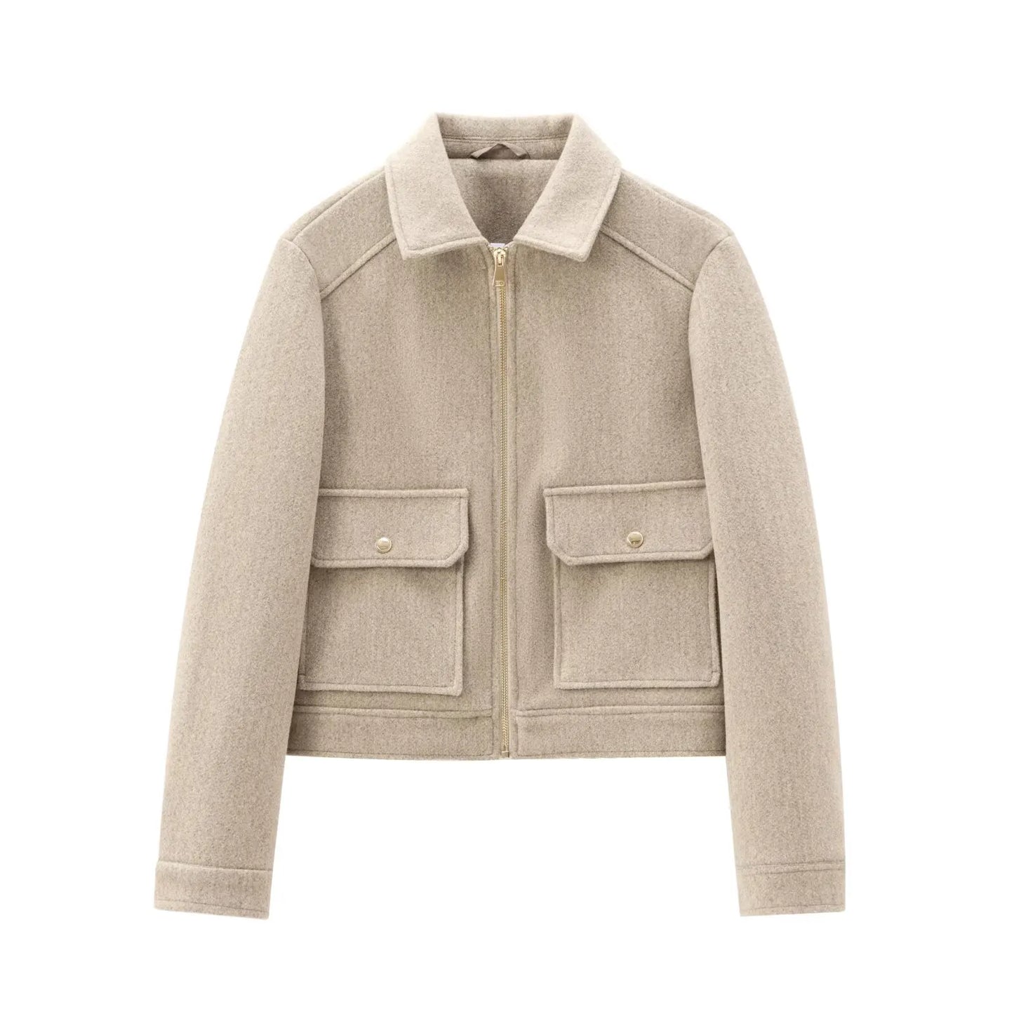 Chaqueta bomber corta con cierre para mujer