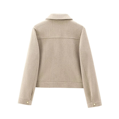 Chaqueta bomber corta con cierre para mujer