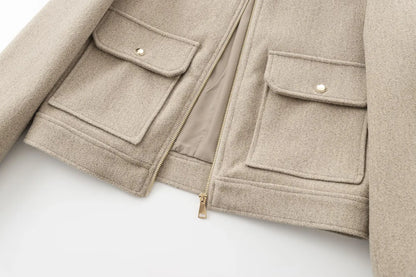 Chaqueta bomber corta con cierre para mujer
