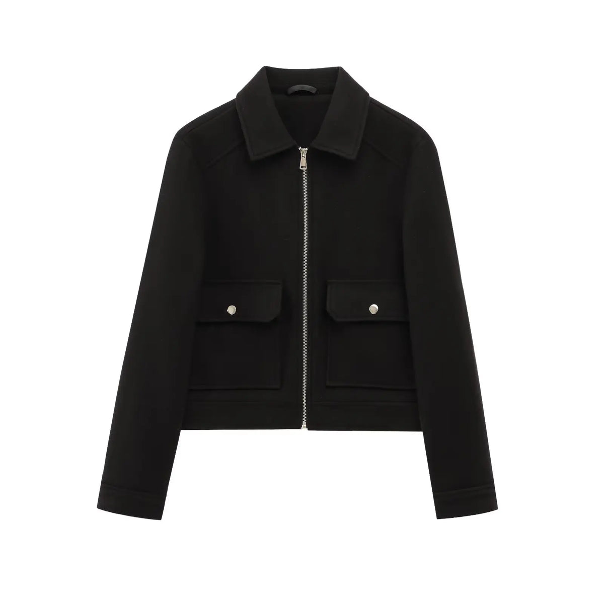 Chaqueta bomber corta con cierre para mujer