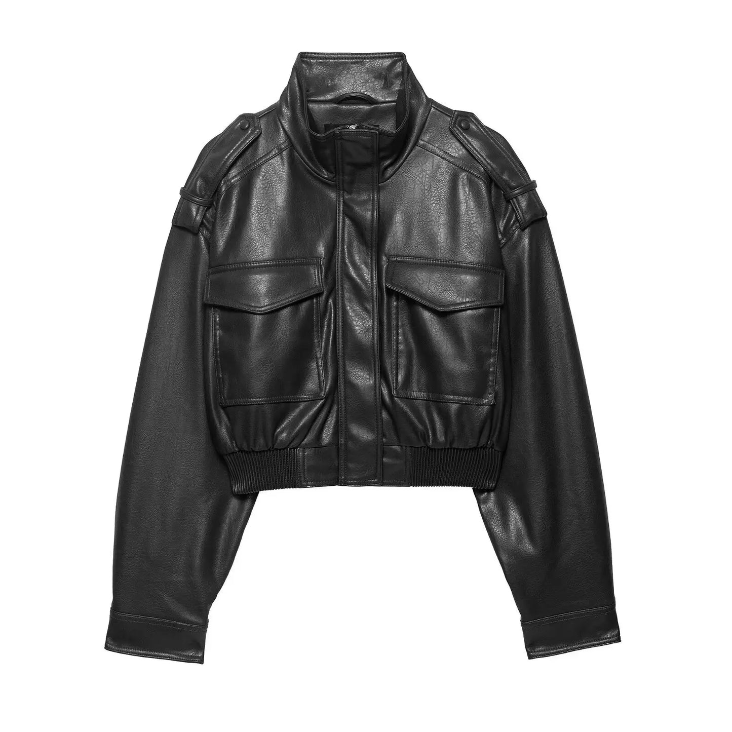 Chaqueta biker con cierre frontal para mujer