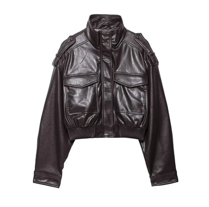 Chaqueta biker con cierre frontal para mujer